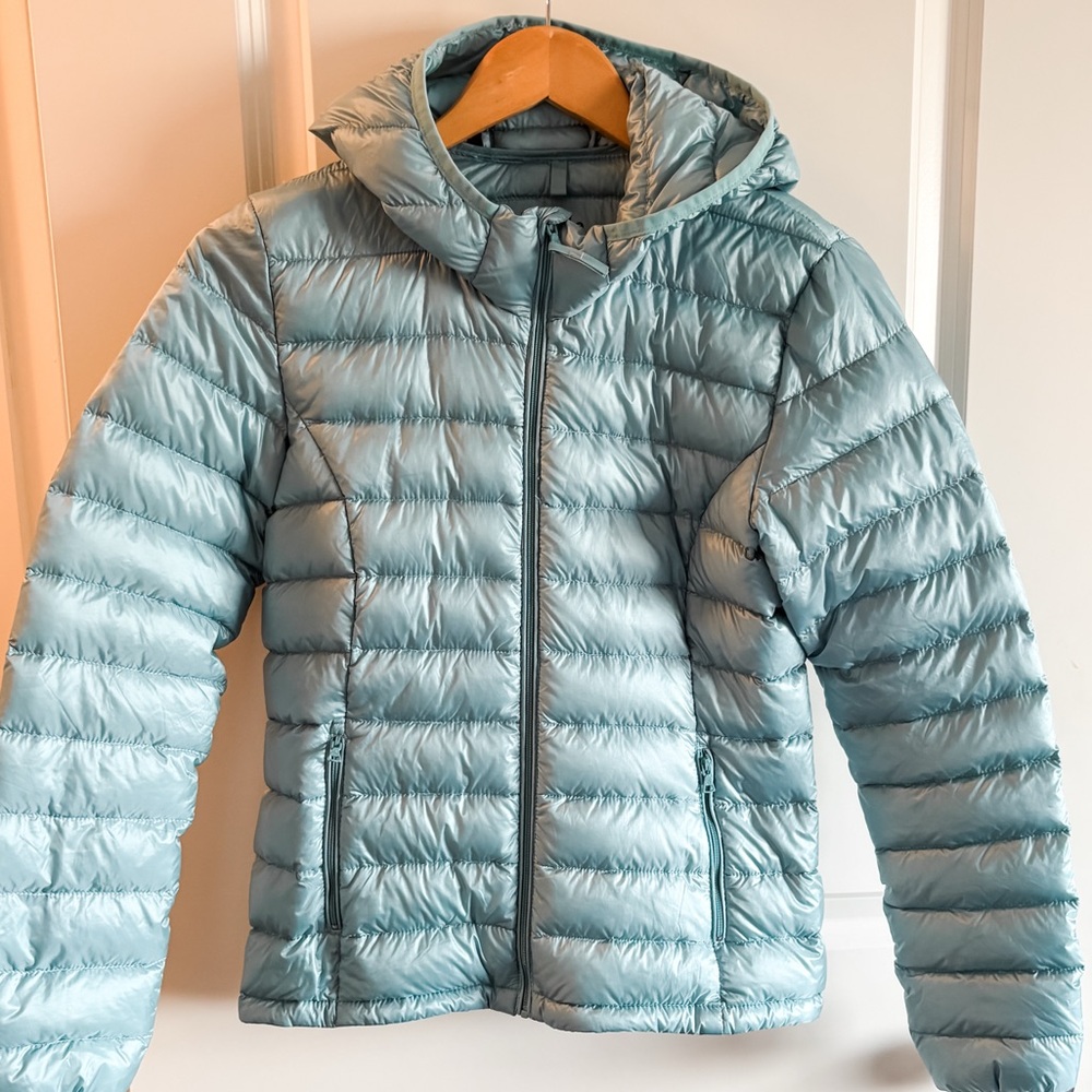 TNA Sky Blue Hooded Puffer Jacket